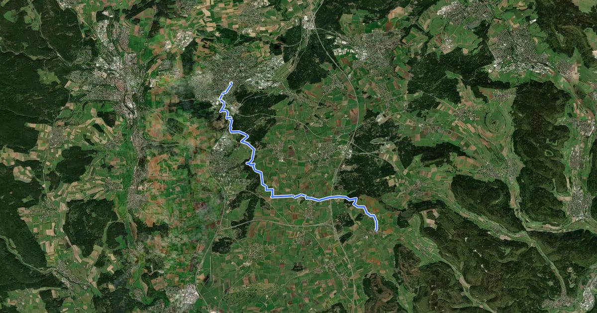 Маршрут Hugenotten- und Waldenserpfad, Etappe Öfingen - Schwenningen на спутниковом снимке