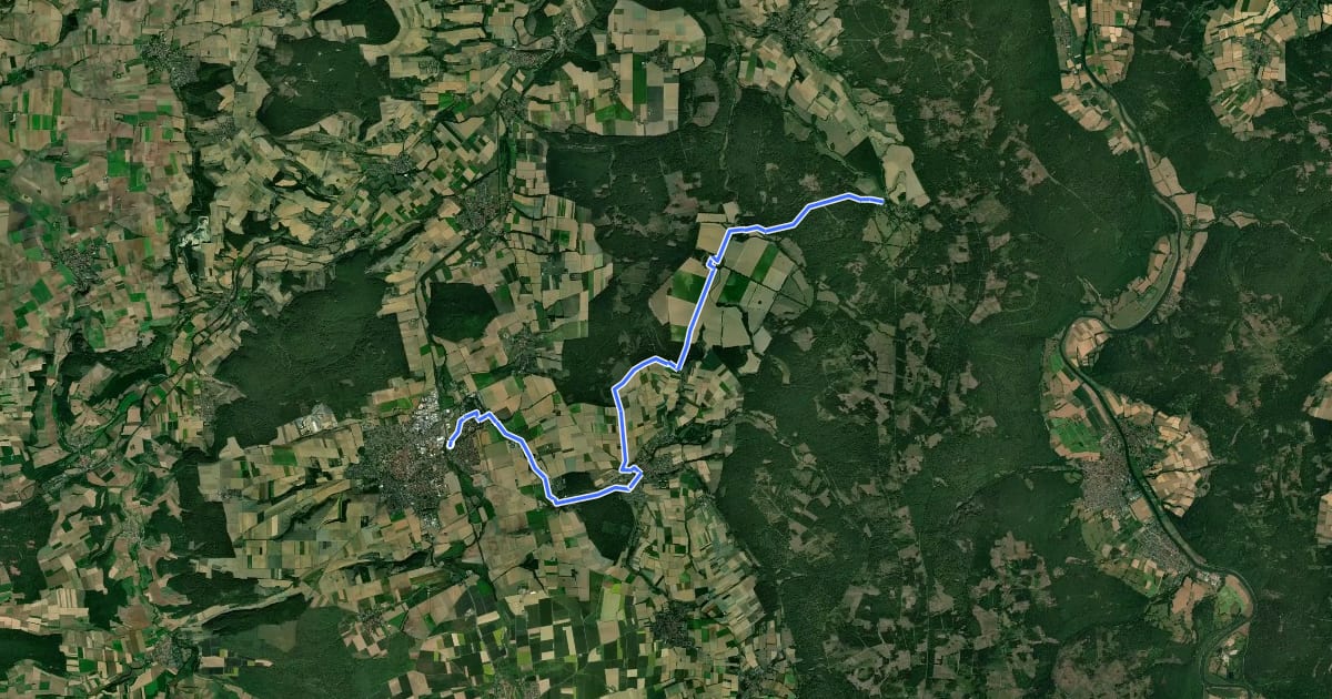 Маршрут Hugenotten- und Waldenserpfad, Etappe Hofgeismar - Sababurg на спутниковом снимке