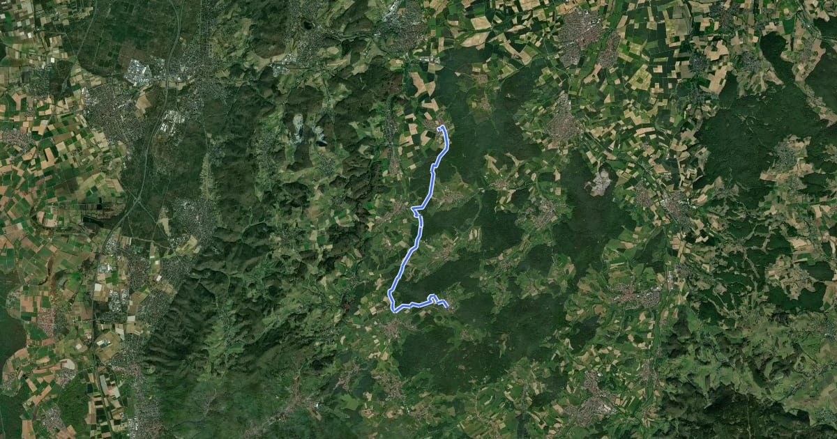 Маршрут Hugenotten- und Waldenserpfad, Etappe Lützelbach - Rohrbach на спутниковом снимке