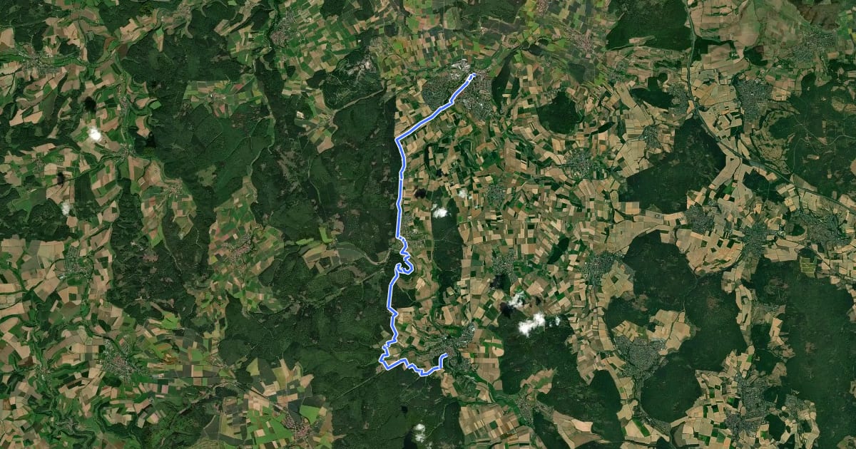 Маршрут Hugenotten- und Waldenserpfad, Etappe Naumburg - Wolfhagen на спутниковом снимке