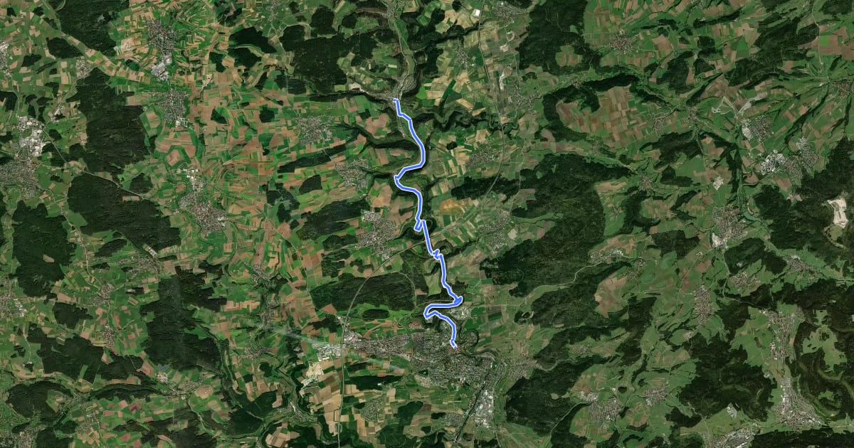 Маршрут Hugenotten- und Waldenserpfad, Etappe Rottweil - Epfendorf на спутниковом снимке