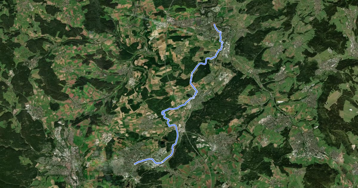 Маршрут Hugenotten- und Waldenserpfad, Etappe Schwenningen - Rottweil на спутниковом снимке
