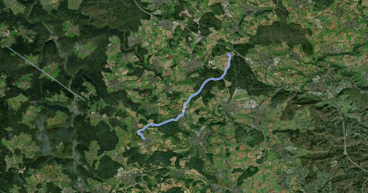 Маршрут Hugenotten- und Waldenserpfad, Etappe Simmozheim - Perouse на спутниковом снимке