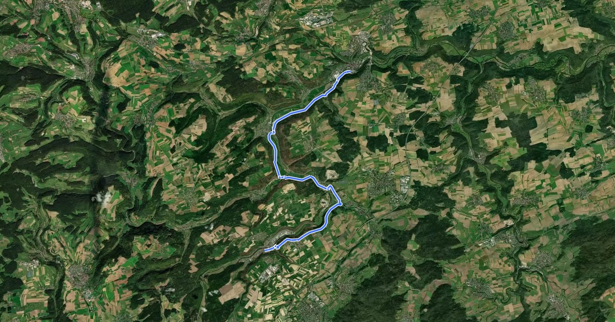 Маршрут Hugenotten- und Waldenserpfad, Etappe Sulz am Neckar - Horb am Neckar на спутниковом снимке