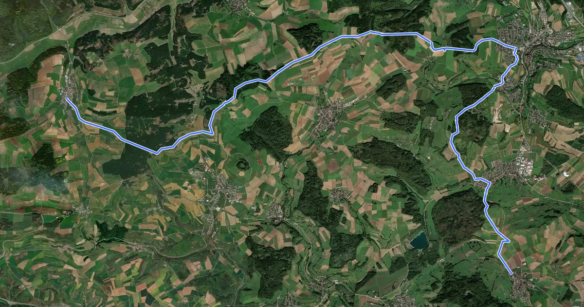 Маршрут Hugenotten- und Waldenserpfad, Etappe Weiterdingen - Riedöschingen на спутниковом снимке