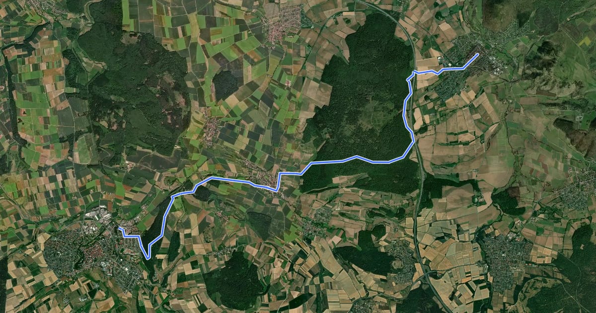 Маршрут Hugenotten- und Waldenserpfad, Etappe Wolfhagen - Zierenberg на спутниковом снимке