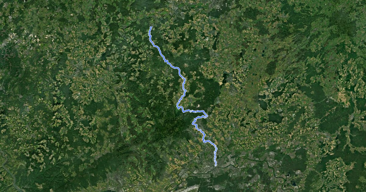 Маршрут Hugenotten- und Waldenserpfad (Hauptweg - Teilstrecke Frankfurt - Braunfels) на спутниковом снимке