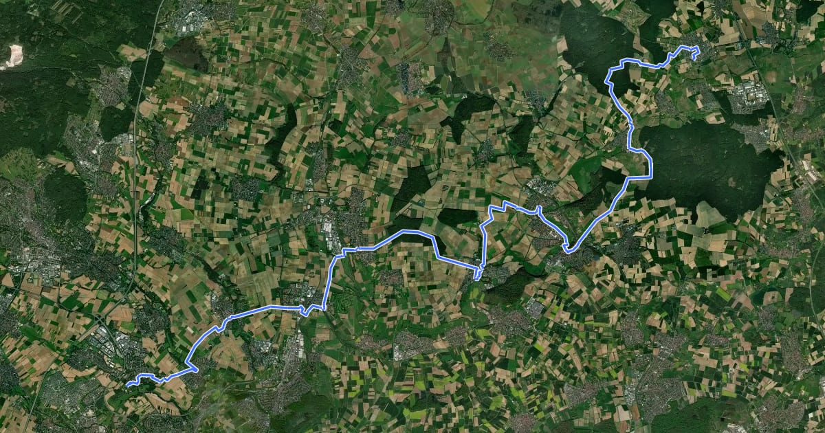 Маршрут Hugenotten- und Waldenserpfad (Schleife Main - Spessart - Vogelsberg - Wetterau) Teilstrecke Altenstadt - Ffm-Bonames на спутниковом снимке