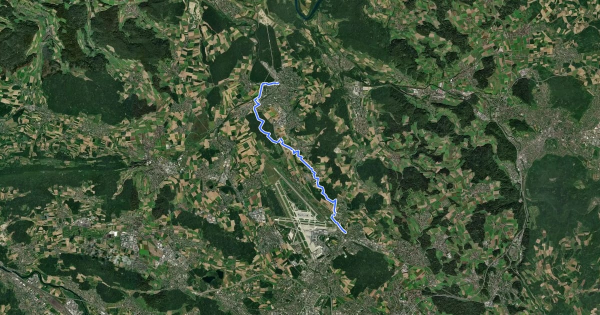 Маршрут Hugenotten- und Waldenserweg на спутниковом снимке