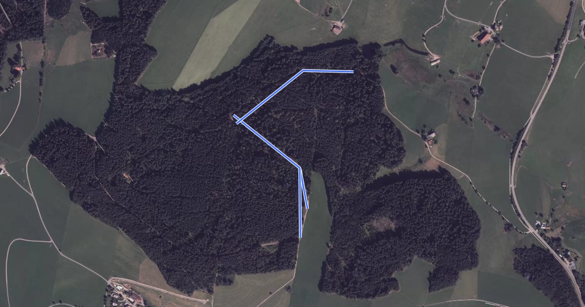 Маршрут Hugenweiher - Umsetzer Roßberg на спутниковом снимке