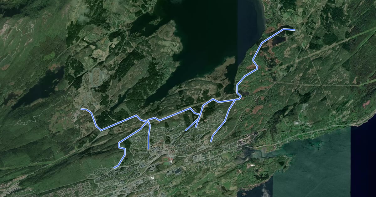 Маршрут Humørløypa (Lysløype) на спутниковом снимке