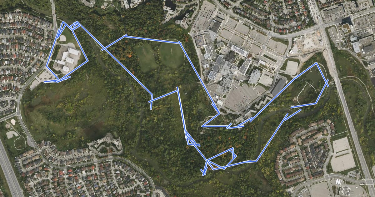Маршрут Humber Arboretum & West Humber River Valley Discovery Walk на спутниковом снимке