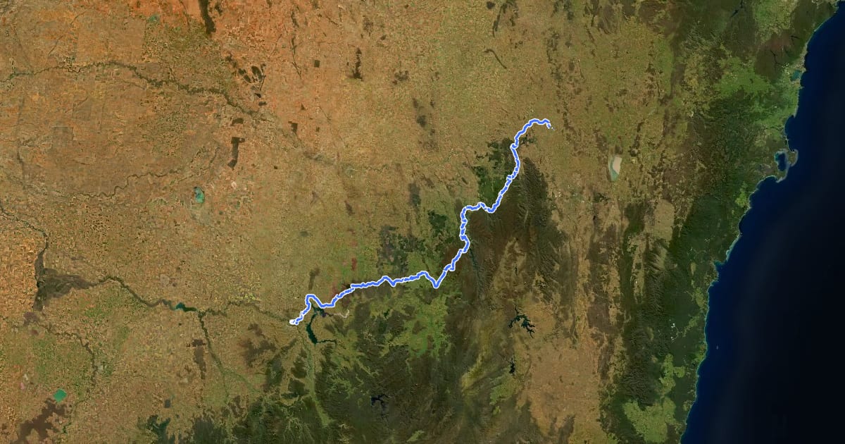 Маршрут Hume and Hovell Walking Track на спутниковом снимке