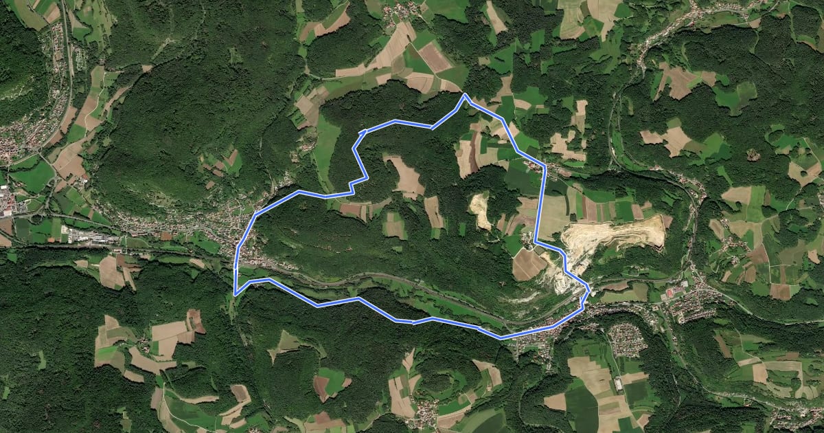 Маршрут Hunas-Rundweg um Pommelsbrunn на спутниковом снимке