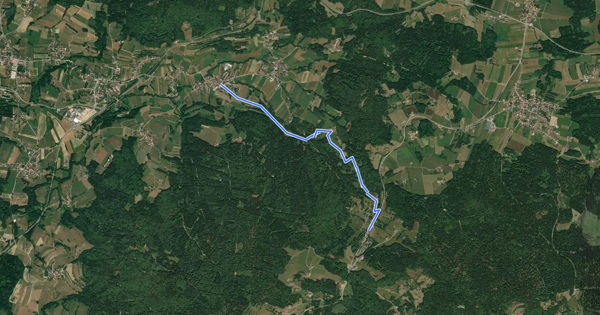 Маршрут Hundinger Zielwanderweg Langfurth на спутниковом снимке