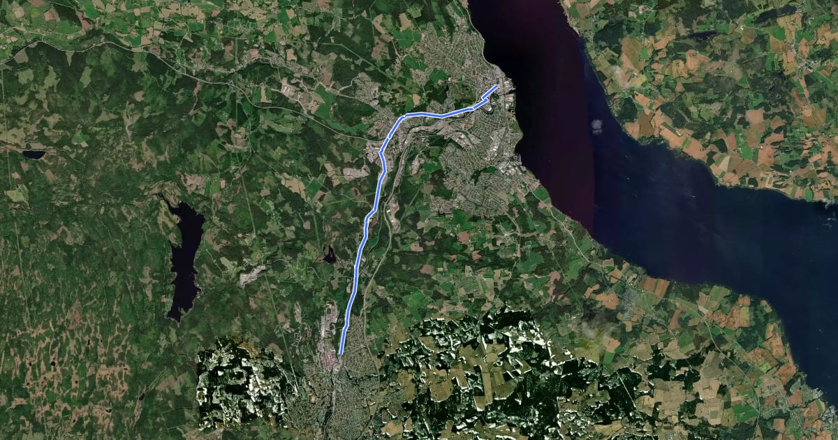 Маршрут Hunndalen/Raufoss на спутниковом снимке