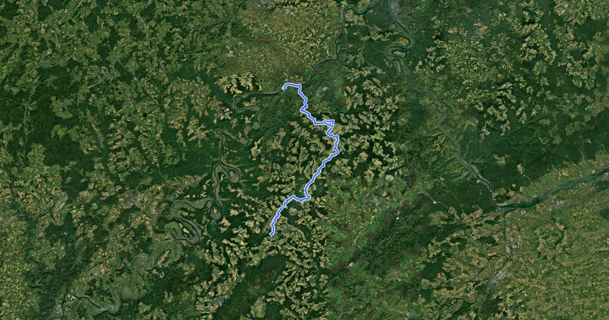 Маршрут Hunsrück-Mosel-Radweg на спутниковом снимке