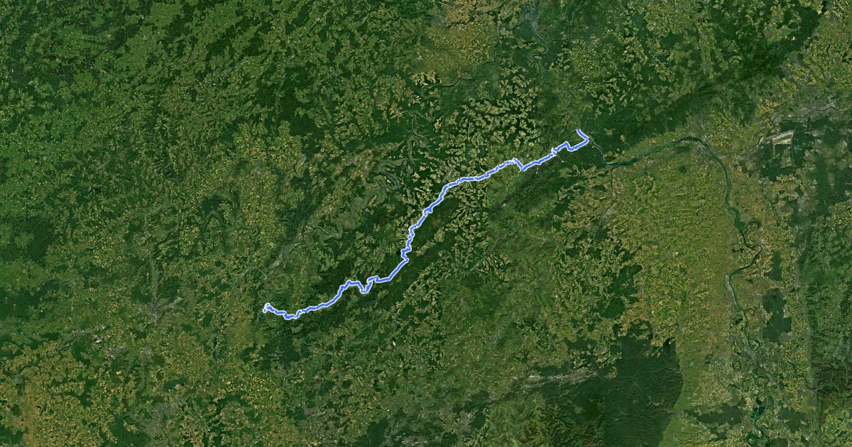Маршрут Hunsrück-Radweg на спутниковом снимке