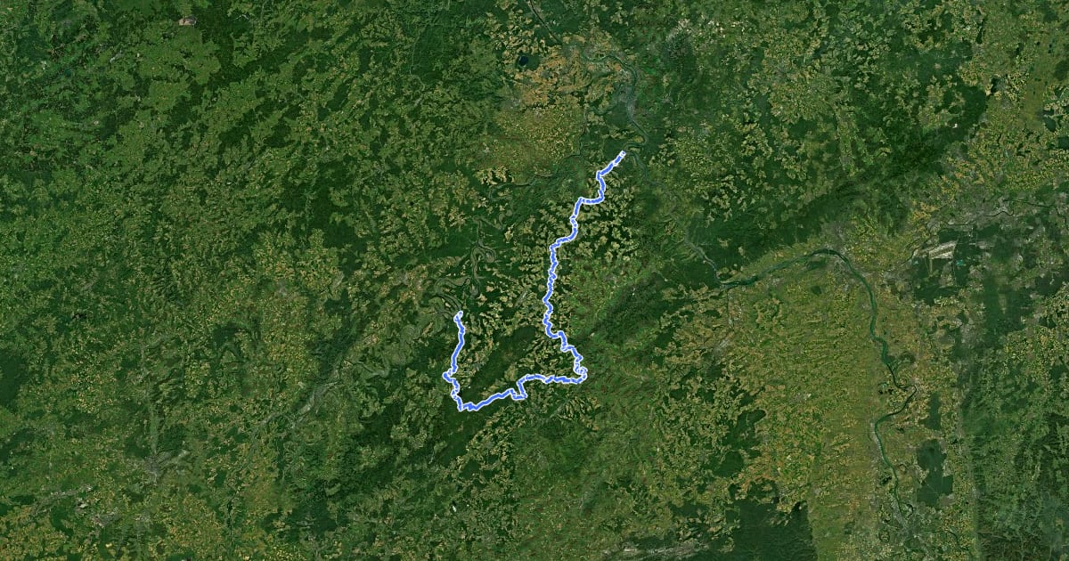 Маршрут Hunsrückhöhenweg на спутниковом снимке
