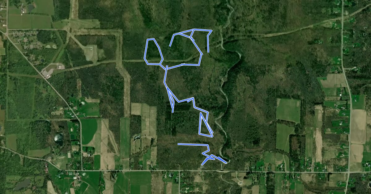 Маршрут Hunters Creek County Park на спутниковом снимке