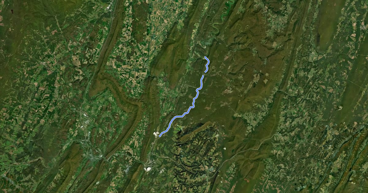 Маршрут Huntingdon and Broad Top Rail Trail на спутниковом снимке