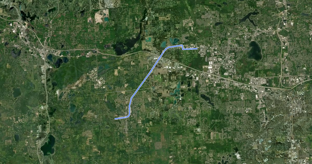 Маршрут Huron Valley Trail на спутниковом снимке