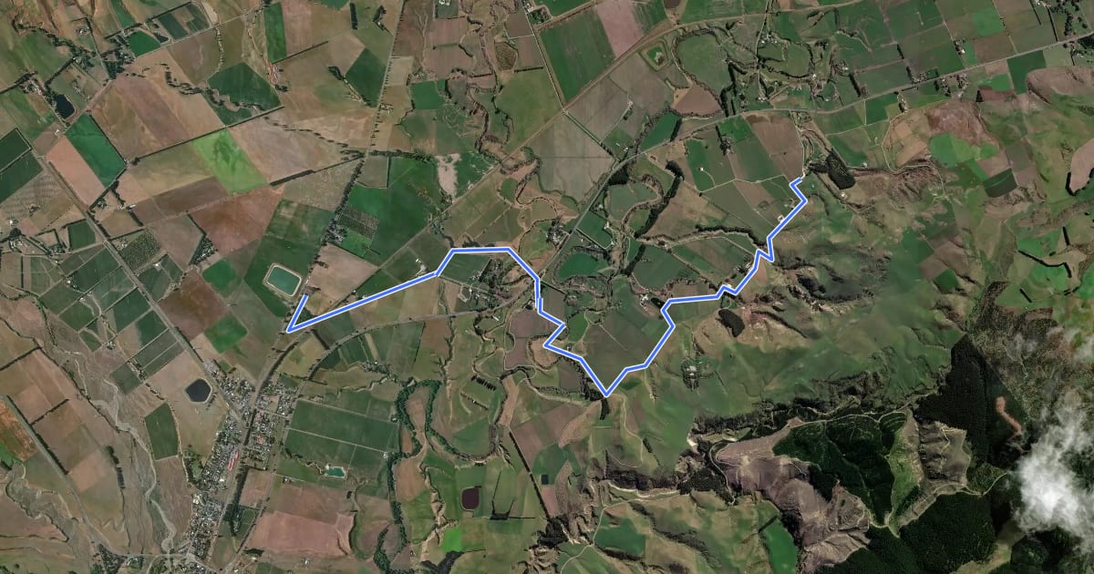 Маршрут Hurunui Trails на спутниковом снимке