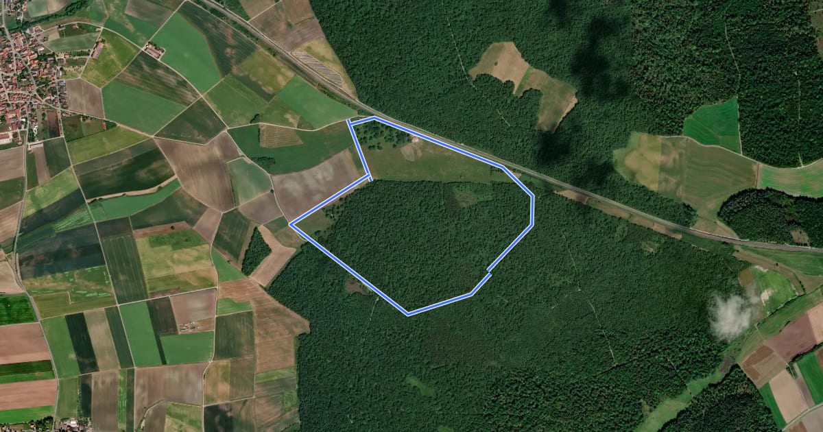 Маршрут Hutewaldweg Hellmitzheim на спутниковом снимке