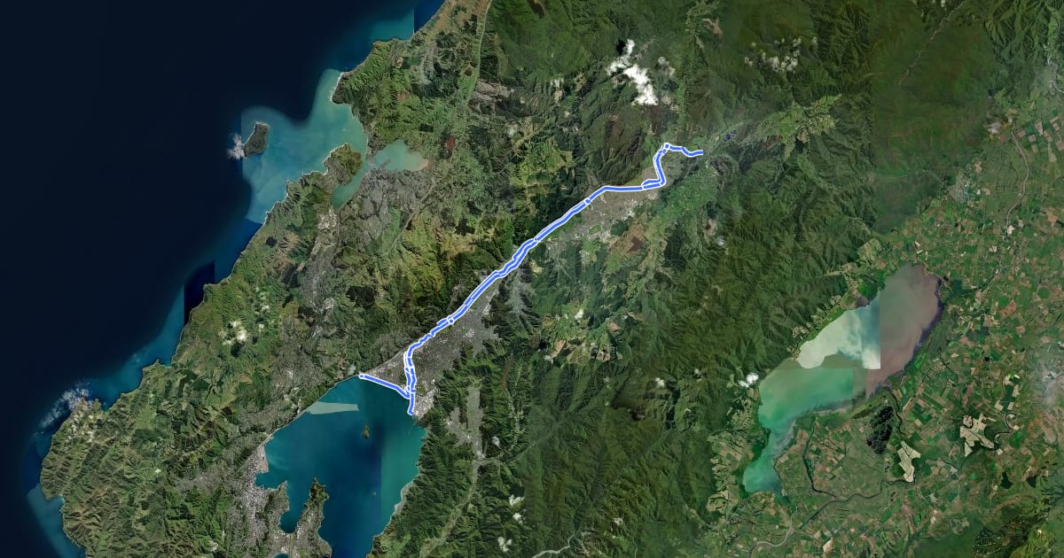 Маршрут Hutt River Trail на спутниковом снимке