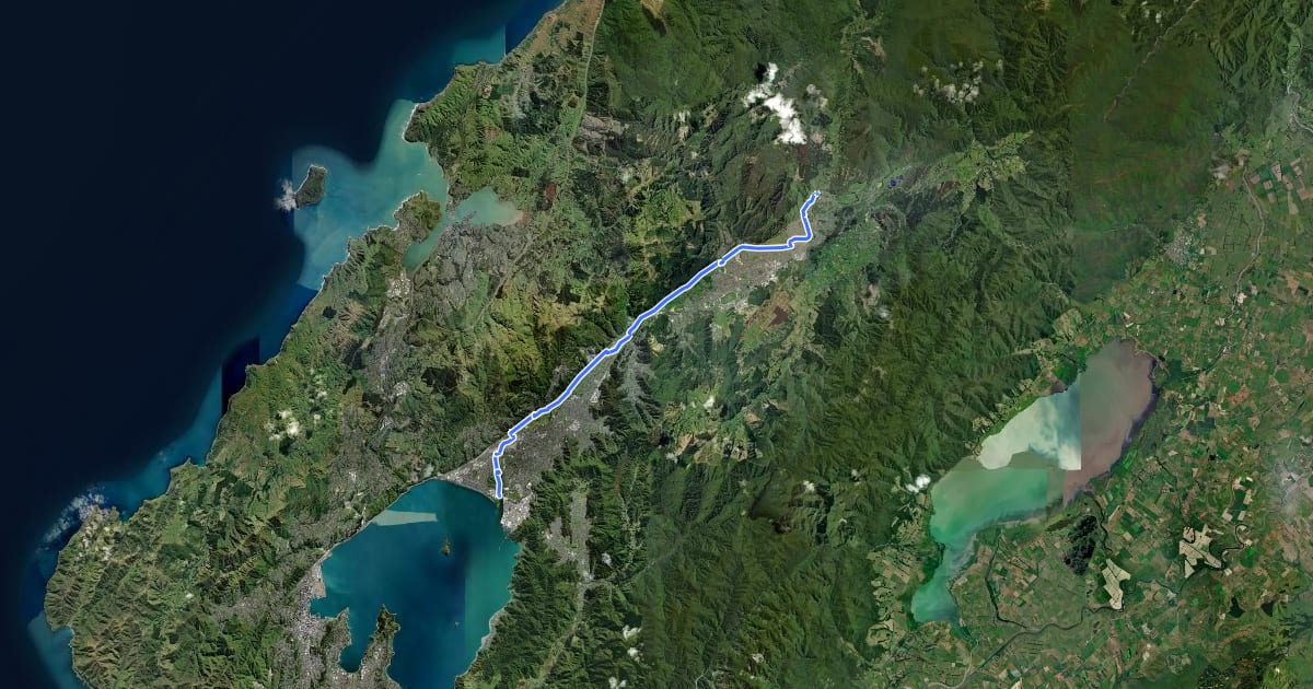 Маршрут Hutt River Trail west на спутниковом снимке