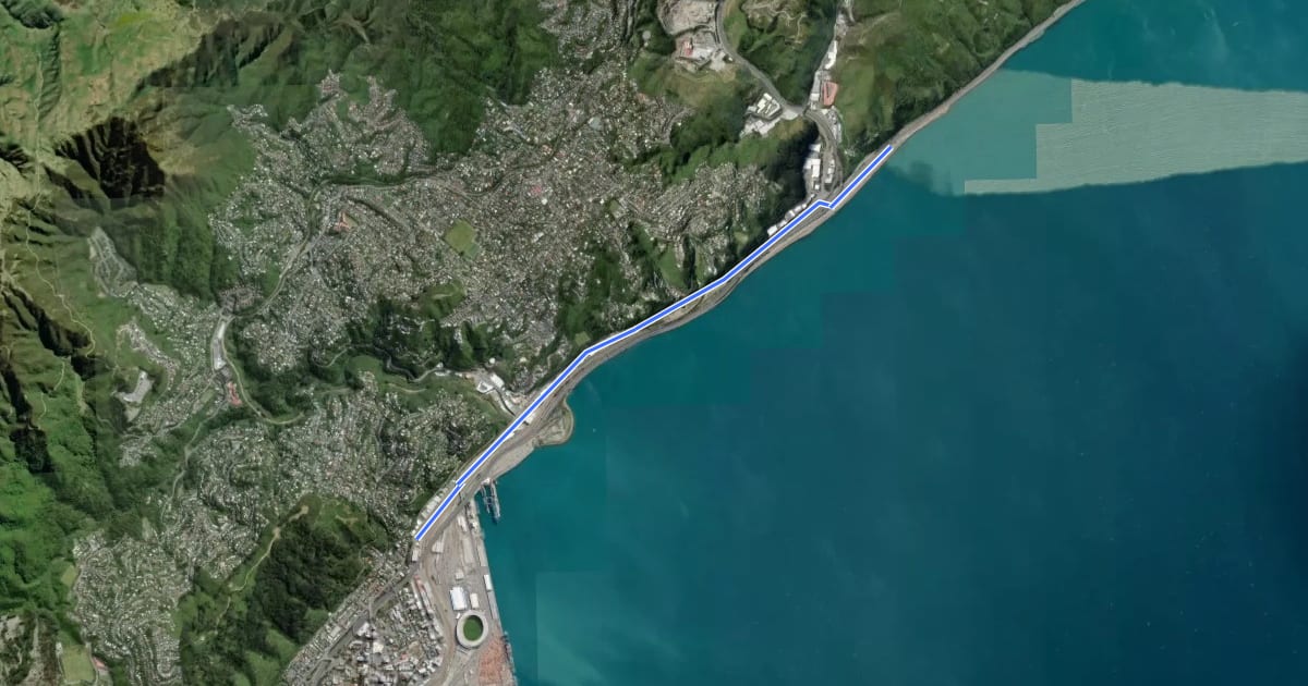 Маршрут Hutt Road Shared Path на спутниковом снимке