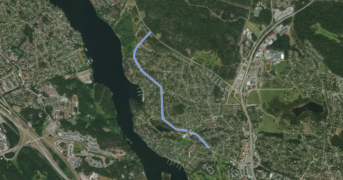 Маршрут Huvudcykelstråk längs Edsviksvägen на спутниковом снимке