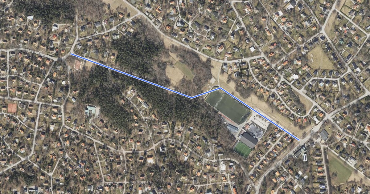 Маршрут Huvudcykelstråk längs Föreningsvägen на спутниковом снимке