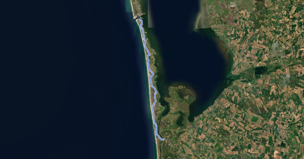Маршрут Hvide Sande til Nymindegab на спутниковом снимке