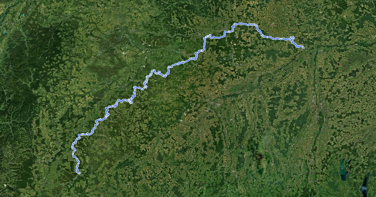 Маршрут HW 1 - Schwäbische-Alb-Nordrand-Weg на спутниковом снимке