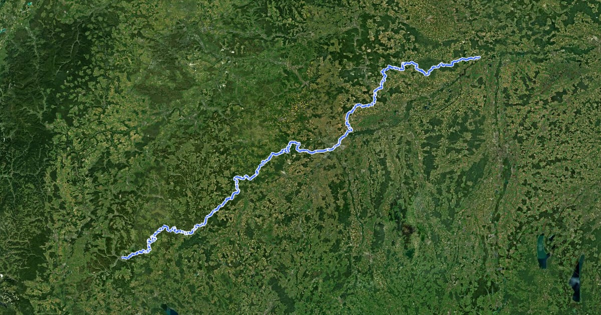 Маршрут HW 2 - Schwäbische Alb-Südrand-Weg на спутниковом снимке