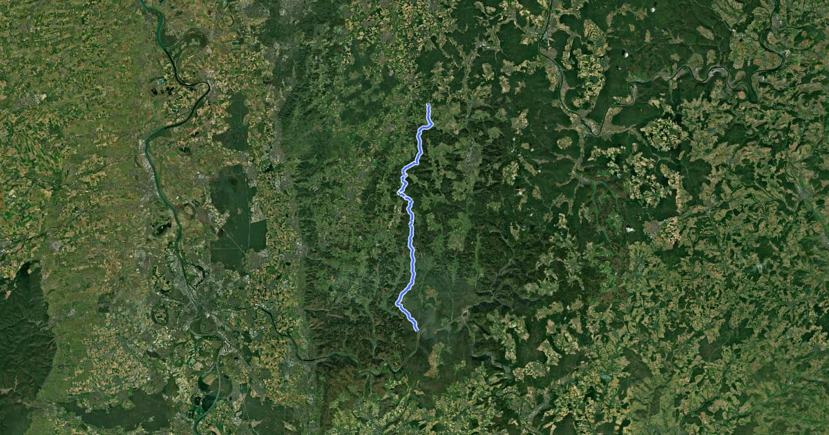 Маршрут HW 21: Franken-Hessen-Kurpfalz-Weg Teil 1 (Böllstein - Hirschhorn) на спутниковом снимке