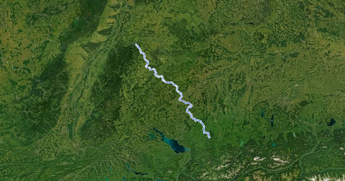 Маршрут HW 5 - Schwarzwald-Schwäbische Alb-Allgäu-Weg на спутниковом снимке