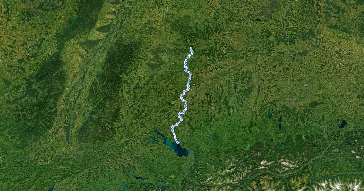 Маршрут HW 7 - Schwäbische-Alb-Oberschwaben-Weg на спутниковом снимке