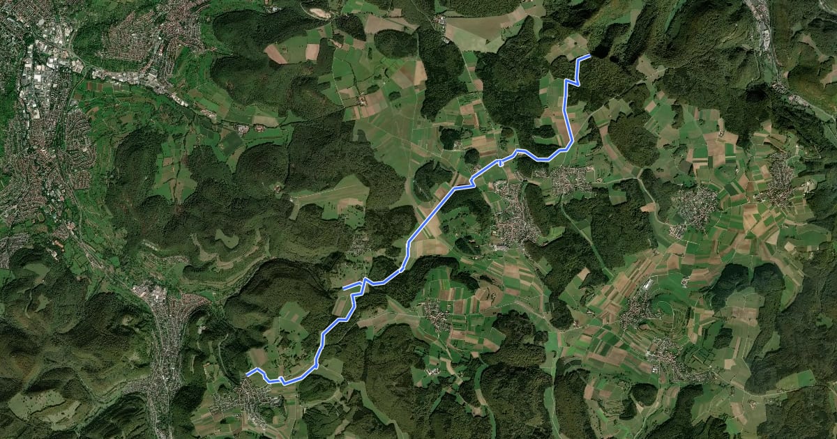Маршрут HW1 Holzelfingen - Rutschenfels HW1 на спутниковом снимке
