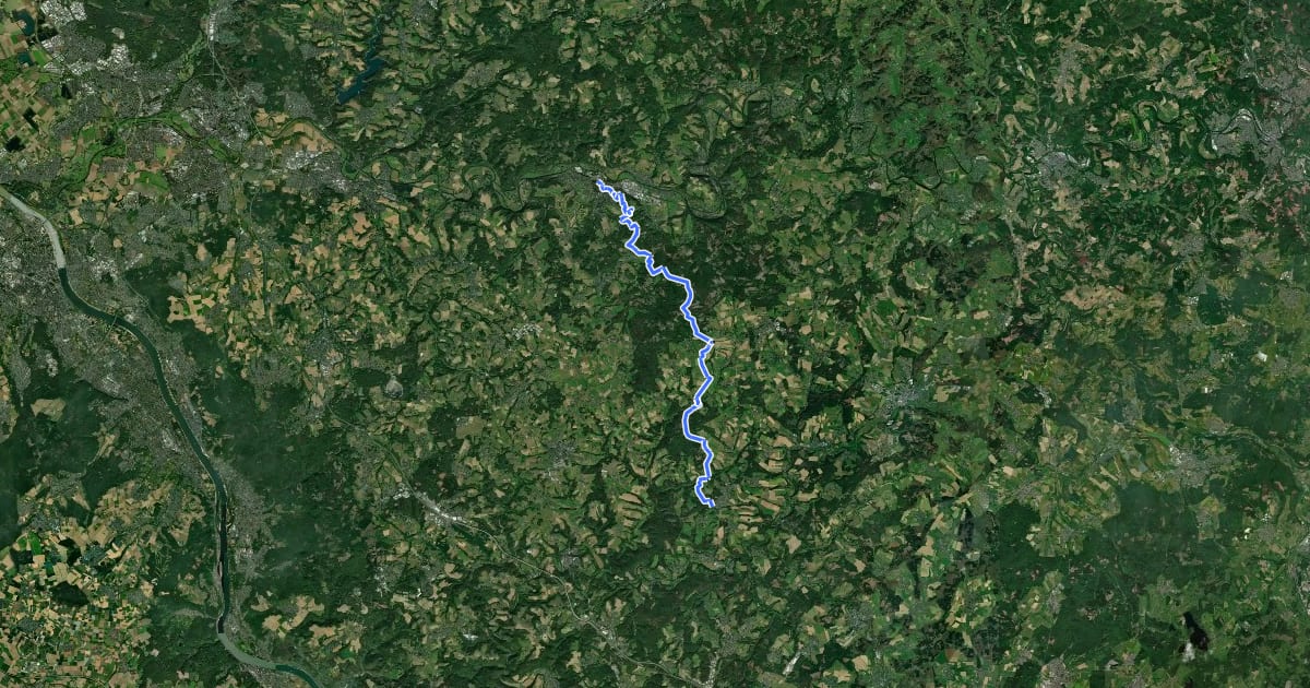 Маршрут HWW Westerwald Etappe 1 (Eitorf - Flammersfeld) на спутниковом снимке