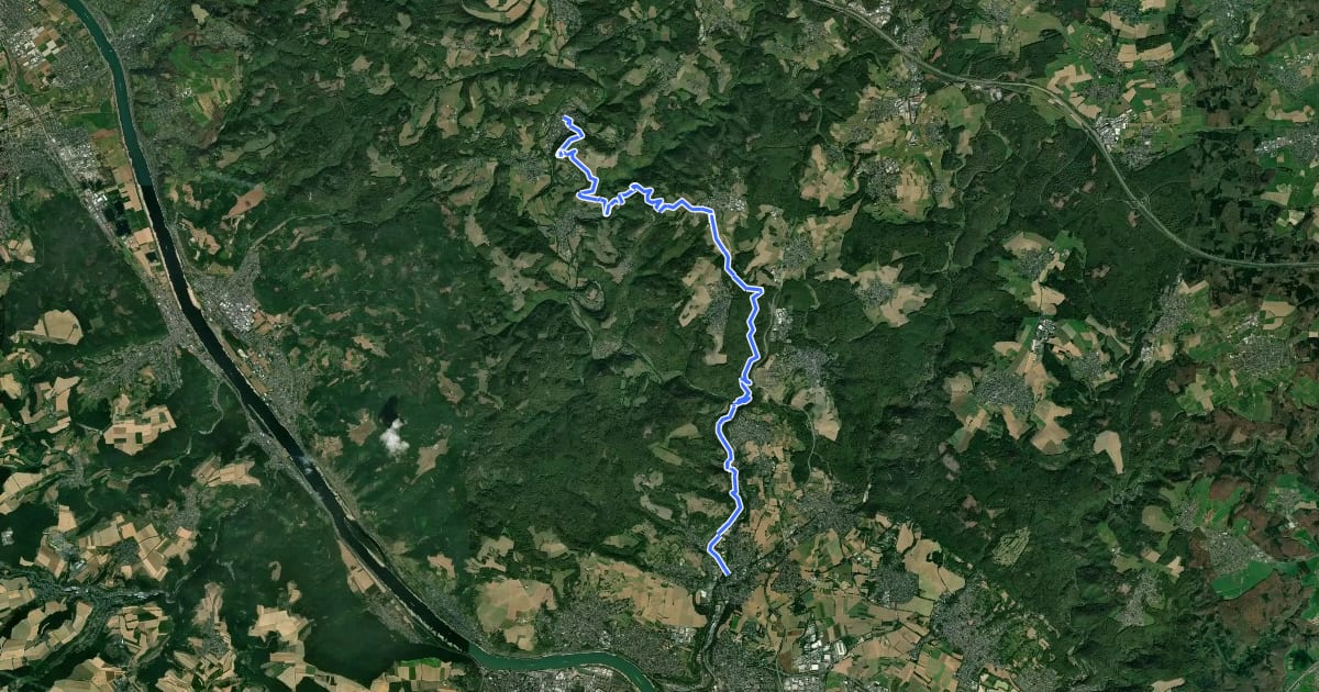 Маршрут HWW Westerwald Etappe 3 Waldbreitbach - Neuwied на спутниковом снимке