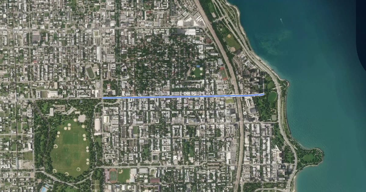 Маршрут Hyde Park Boulevard на спутниковом снимке