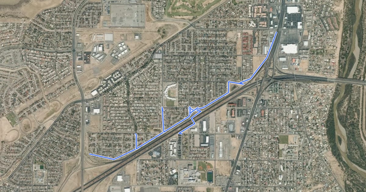 Маршрут I-40 Trail West на спутниковом снимке