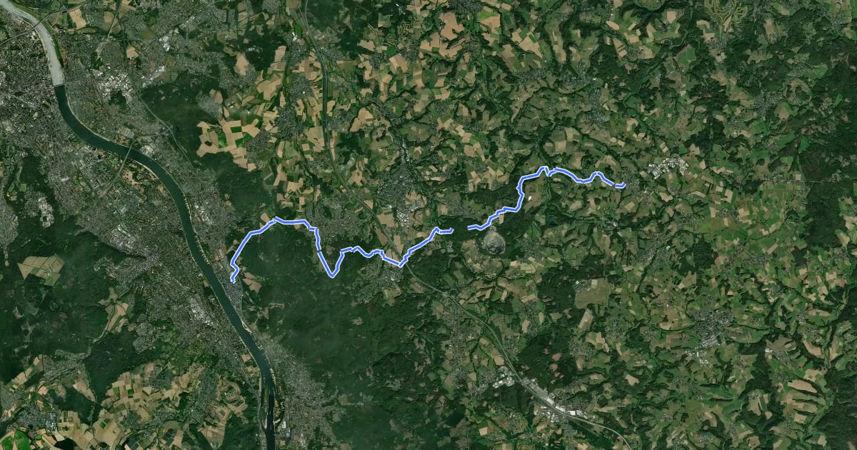 Маршрут [I] HWW Westerwald Etappe 1 (Königswinter - Kölsch-Büllesbach) на спутниковом снимке