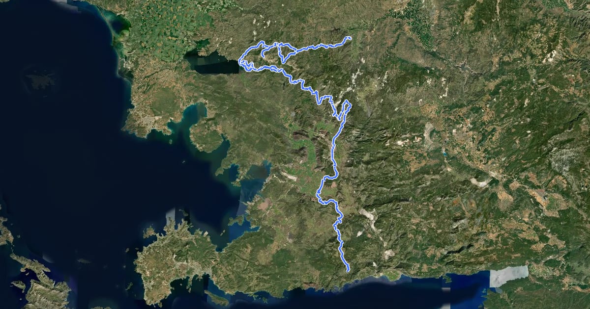 Маршрут İç Karia Yolu на спутниковом снимке