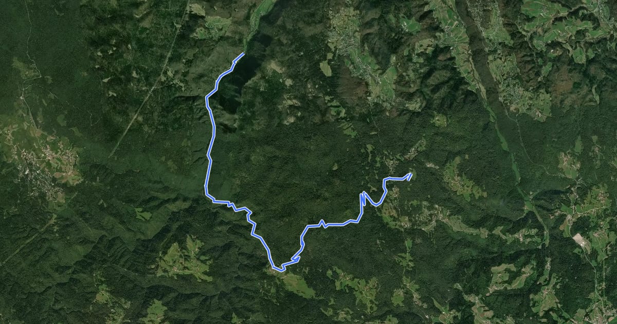 Маршрут Iški vintgar - Krvava Peč - Kurešček на спутниковом снимке