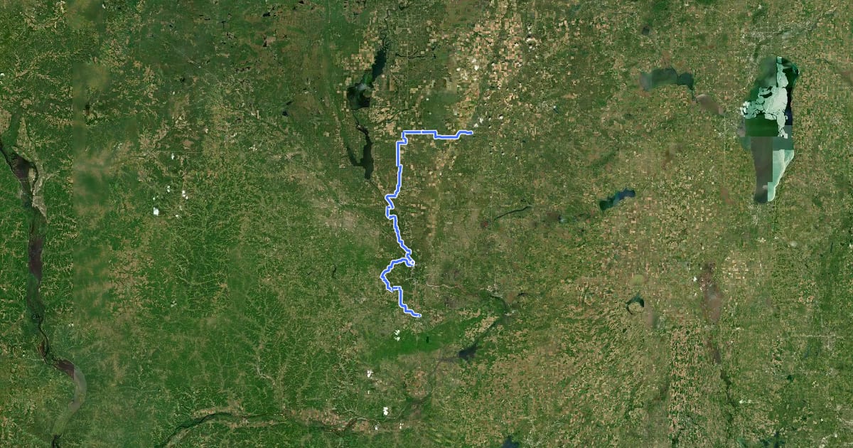 Маршрут IAT - Baraboo-Chaffee Creek connection на спутниковом снимке