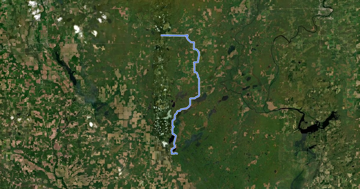 Маршрут IAT - Chippewa Moraine-Southern Blue Hills connection на спутниковом снимке