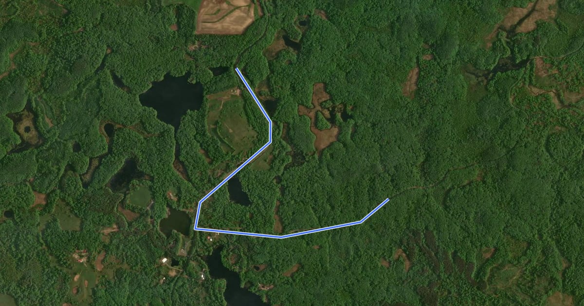 Маршрут IAT - Firth Lake-Harwood Lakes connection на спутниковом снимке